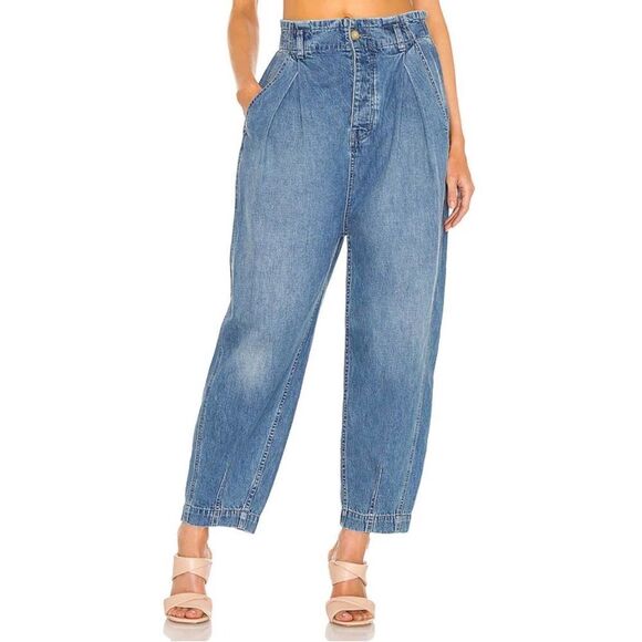 We the Free Sawyer Pull On BG Oversized Baggy Barrel Jeans Medium Wash Sz L - Picture 11 of 16